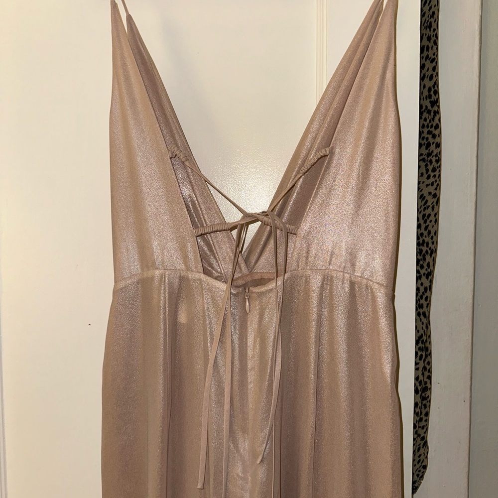 NWT Metallic Chiffon Tie Back Jumpsuit - Picture 2 of 5